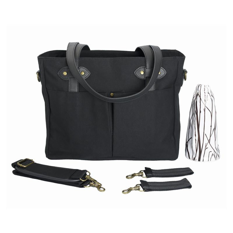 So Young Black Emerson Diaper Bag With Black Handles - CanaBee Baby
