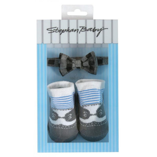 Stephan Baby Bow Tie & Sock Set - Gray - CanaBee Baby