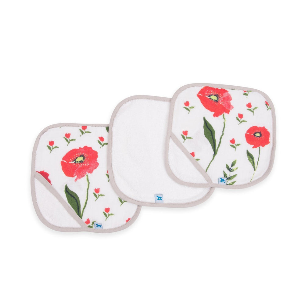 Little Unicorn Wash Cloth 3 Pack - Summer Poppy