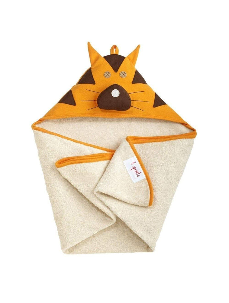 3 Sprouts Hooded Towel - Tiger Orange