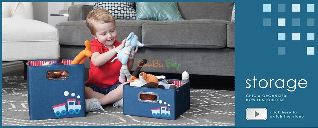 JJ Cole Storage Box in Kids' Patterns (6.5"h x 11"w x 11"d) - CanaBee Baby
