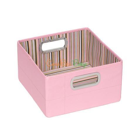 JJ Cole Storage Box Short - Pink Stripe  (16cm x 28cm x 28cm) - CanaBee Baby
