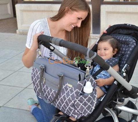 JJ Cole Parker Diaper Bag in Black & Gold - CanaBee Baby