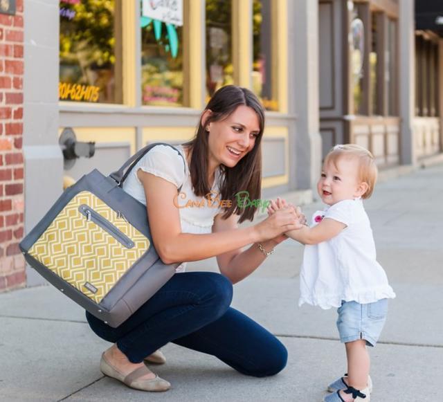JJ Cole Freeman Diaper Bag- Citrine Lattice - CanaBee Baby
