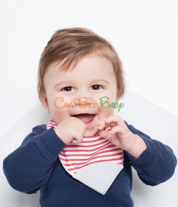 Perlim Pin Pin Bubbly Teething Bib Red Stripe - CanaBee Baby