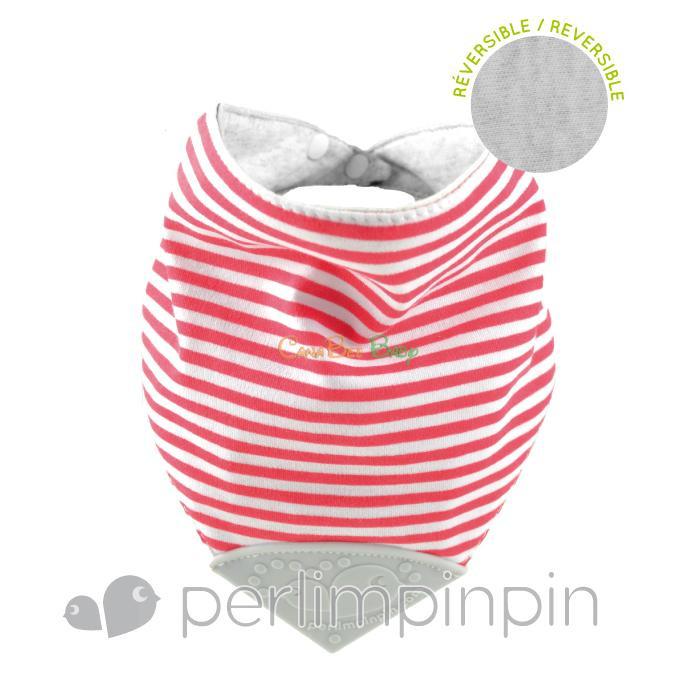 Perlim Pin Pin Bubbly Teething Bib Red Stripe - CanaBee Baby
