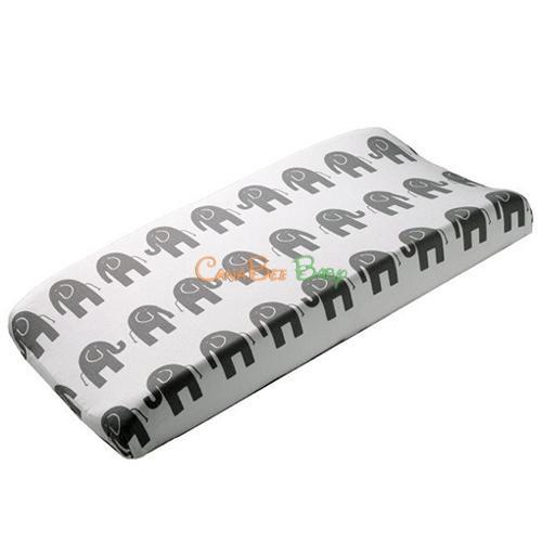 Liz and Roo Changing Pad Cover - Gray Elephants - CanaBee Baby