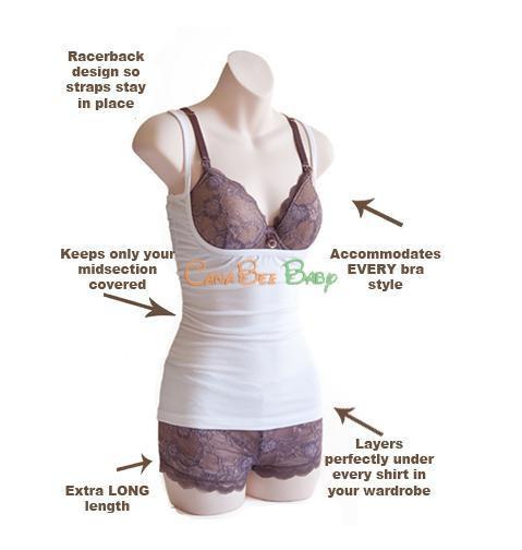 Naked Nursing Tank Bamboo Silky- White - CanaBee Baby