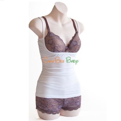Naked Nursing Tank Bamboo Silky- White - CanaBee Baby