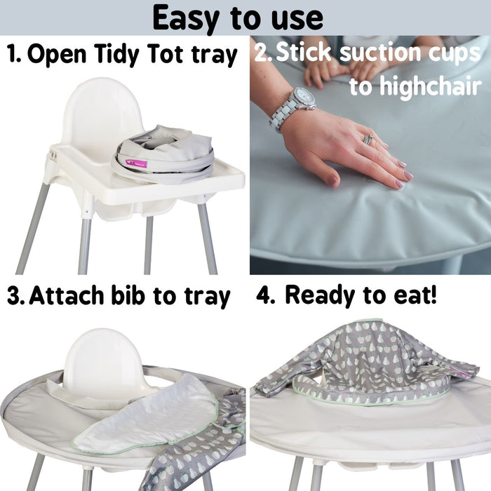 Tidy Tot All In One Bib&Tray Kit Dove Grey