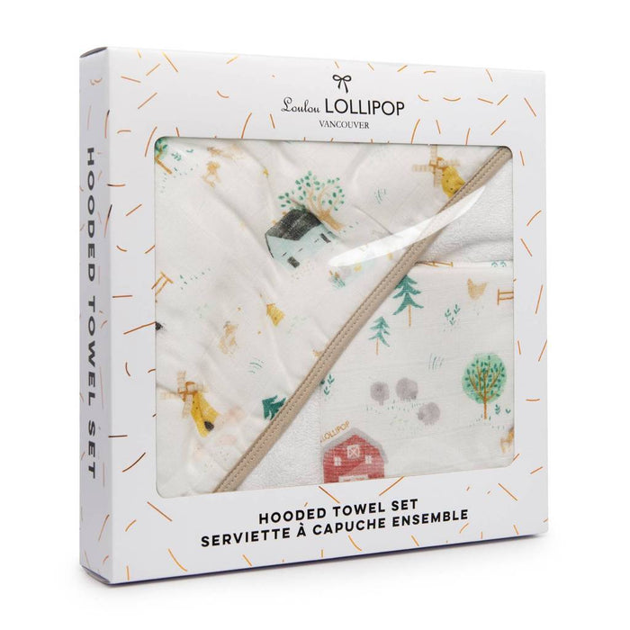 Loulou Lollipop Hooded Towel Set - Farm Animals